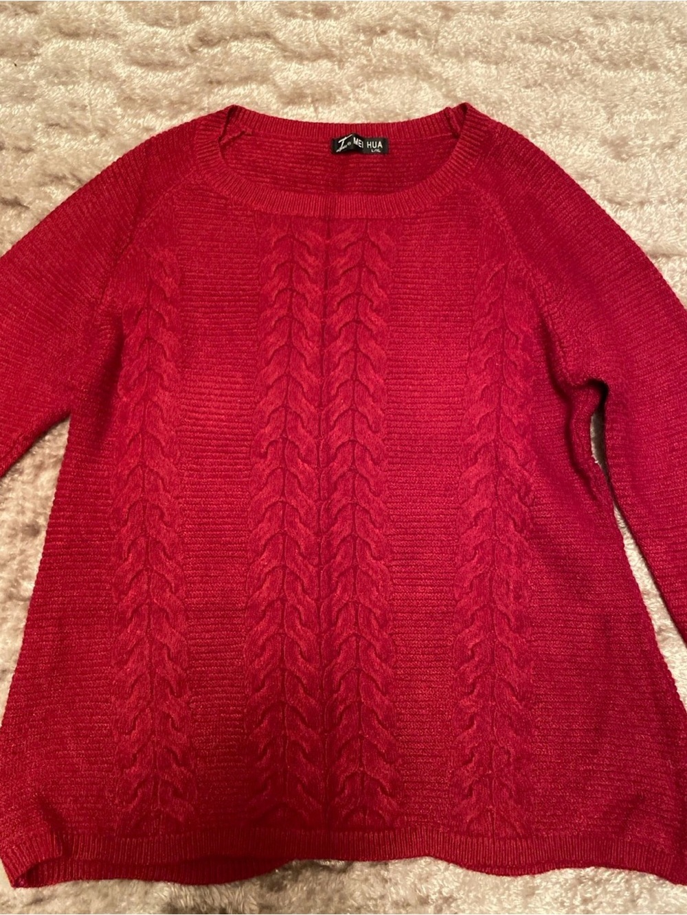 Red Cable-Knit Women's Sweater